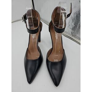 Enelauge Women's Pointed-Toe Ankle Strap High Chunky Block Heel Dress Pump Shoes